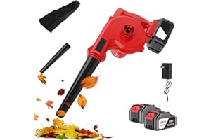 HAMON Akumulatorowa dmuchawa do liści, 21 V, elektryczna dmuchawa do liści z 2 akumulatorami 5,0 Ah, elektryczna ręczna dmuchawa do liści, 360 km/h, bezprzewodowa dmuchawa do liści na taras, pielęgnacja