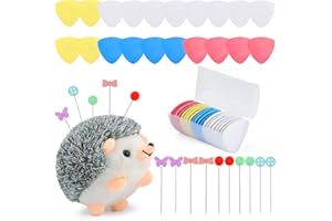 MASPHY 20 Pezzi Gesso da Sarta, Triangolo Gessetti, Gesso Sarta Colorato con Dritto Spilli Testa Piatta e Portaspilli a Forma di Riccio per Marcare Vari Tessuti e Pelli e Cucito a Mano(526 Pezzi)