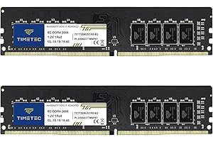 Timetec Premium 16GB KIT(2x8GB) DDR4 2666MHz PC4-21300 Unbuffered Non-ECC 1.2V CL19 1Rx8 Single Rank 288 Pin UDIMM Desktop PC Computer Memory RAM Module Upgrade
