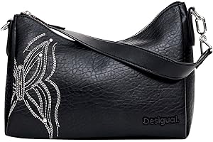 Desigual Bolso de mano PU para mujer, negro, talla única, Black, One size
