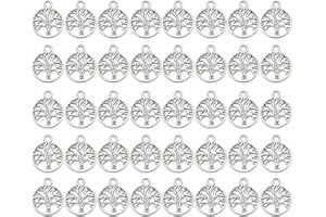 BIVBWQU 50 Pezzi Albero della Vita Ciondoli Ciondolo in Acciaio Inossidabile Metallo Piatto Ciondoli Ciondolo a Forma di Albero