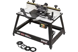 Trend CRT Portable Benchtop Router Table, Robust Steel Construction, Laminated Table Surface, Adjustable Fence with Dust Extraction Port, 240V, CRT/MK3
