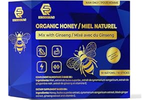 ERODISIAC - Miel afrodisac pour homme - Mélange Stimulant pour la Vitalité et l'Endurance Masculine. Recette au Gingembre Noir et Vitamine C. 10 Sticks Faciles à Utiliser