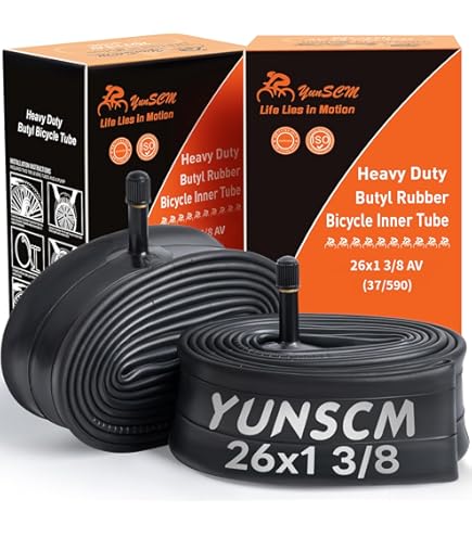 Ecovelò, 2 x Tyres 26 x 1 3/8 (37-590) Inner Tube Unisex Adults, Black