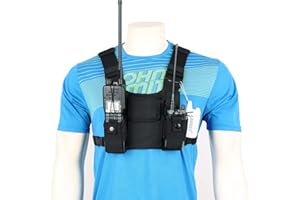 Abbree Étui de transport avant pour talkie-walkie Baofeng UV-5R BF-F8HP UV-82 TYT Motorola Midland Noir