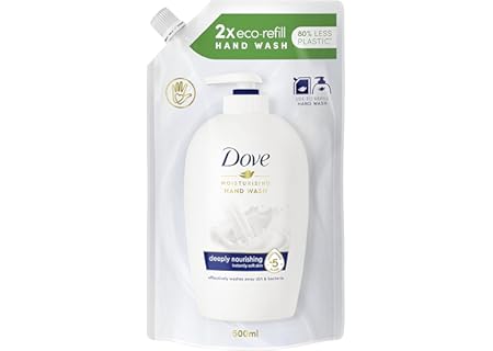 Dove Flytande Handtvål för återfuktad och omedelbart mjuk hud Deeply Nourishing Refill tvättar effek - Amazon Deal & Rabatt