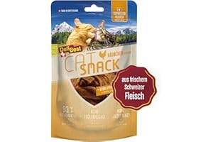 DeliBest Cat Snack aus 100% Schweizer Hänchenfleisch I Katzen Leckerlies getreidefrei I halbfeuchte Leckerlies leicht verdaulich I Katzen Snack Erhalt Gelenkbeweglichkeit I Allergiker geeignet I 45g