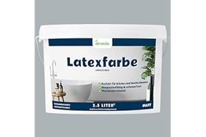 derendo Latexfarbe grau betongrau matt abwaschbar 2.5 Liter für Innen Küche Badezimmer streichen graue Wandfarbe hohe Deckkraft 2,5l