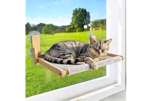 GesomePurrz Perchoir de fenêtre Pliable en Bois Naturel pour Chat, hamac de 41,9 x 30,5 cm, Limite de Poids de 15,9 kg