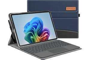 FINTIE Case for Microsoft Surface Pro 12 Inch 1st Edition (2025), Multiple Angle Viewing Portfolio Business Cover with Pocket & Stylus Holder, Compatible with Type Cover Keyboard, Navy/Black