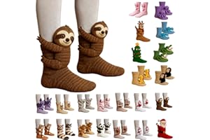 Generisch 3D Stricksocken mit Tieren,Animal Socks,Baumwolle Tiersocken,Faultier Warme Tier Socken Lustig Kuschelsocken Damen Sloth Kuschelsocken Herren Weihnachten Weihnachtsstrümpfe Damen Socken