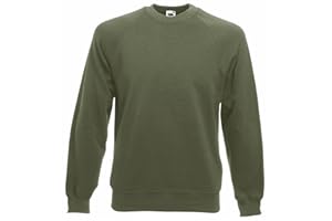 Fruit of the Loom Raglan Sweatshirt Felpa, Opaco Uomo