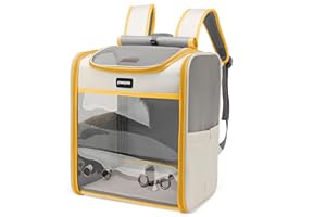 ALLSOPETS Zaino Trasportino per Cani, Zaino Porta Gatto, con Tappetino Rimovibile, Traspirante Pieghevole Per Viaggi, Escursioni, Passeggiate, Giallo