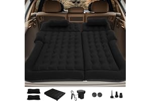 EAQ Car Mattress SUV Air Mattress Thickened and Double-Sided Flocking Travel Mattress,Inflatable Car Mattress with Electric Air Pump and 2 Pillows,Car Sleeping Bed for Home, Outdoor and Travel
