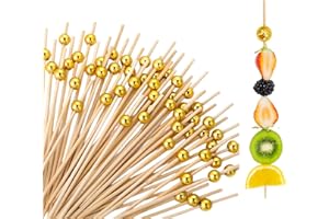 JOYSKY 200 Pcs Disco Ball Cocktail Picks Party Decor with Gold Bamboo Toothpicks Stirrers Skewers Sticks for Appetizers Cupcakes Party Supplies for Christmas, Wedding, and Birthday Decoration
