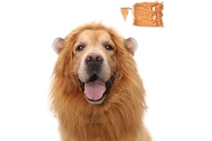yolzhxe Deguisement Chien avec Oreilles, Réglable Lion Mane Perruque pour Chien, Marron Clair Taille M Criniere de Lion Crinière pour Halloween, Noël et Les Fêtes de Jeux de Rôle