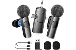 MULBEVD Ansteckmikrofon kabellos für Handy/iPhone/Android/PC/Kamera, Mini-Mikrofon für Videoaufzeichnung, Live-Streaming, YouTube, TikTok, Vlog, Interview – Mikrofon mit Rauschunterdrückung