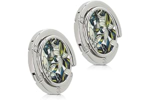 kwmobile 2X Crochet de Sac à Main - Accroche Sac Pliable en métal - Porte-Sac pour Table ou Bureau - Suspension Sac à Main et Petits Objets - Fleurs Blanches Bleu-Jaune-Blanc