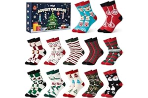 ‎MOYEL Moyel 12 Paar Adventskalender Socken Kinder 6-8 Jahre Lustige Adventskalender 2025 Kinder Weihnachtskalender Mädchen zum Befüllen Ideen 2025 Advent Calendar Kids Kreativ Adventkalender Geschenke Junge