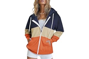 Uusollecy Sudadera Cremallera Mujer Chaqueta Deportiva Con Capucha Manga Larga Estilo Casual Multicolor Primavera y Otoño