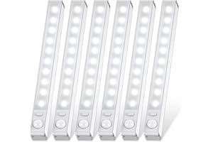 LOFTER Motion Sensor Lights Indoor 6 Pack, Rechargeable 10 LED Wardrobe Light Stick-on Anywhere Cupboard Light Under Kitchen Cabinet Stair Shed LED PIR Night Lighting