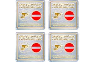 Ashoaza Cartello Area Videosorvegliata Alluminio con Adesivo, (Cm 15x15), 4 Pezzi Cartello Videosorveglianza con Avviso GDPR, Fori Preforati, Spazzolato, per Casa e Negozio, Interno ed Esterno