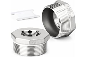 ERGAOBOY 2 pezzi riduttore esagonale, da 1-1/2" BSP maschio a 1/4" BSP femmina filettato 304 raccordo adattatore per tubi in acciaio inossidabile