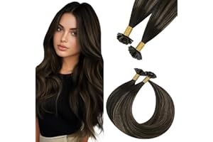 ‎EASYOUTH Easyouth Bondings Extensions Echthaar Braun Balayage Extensions Echthaar Bondings Aschbraun Ombre Dunkelstes Braun Haarverlängerung Extension Bonding Glätten #2/8/2 45cm 50g 50s 1g/s