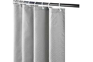 Furlinic Bardzo długa szara zasłona prysznicowa 213 cm tkanina gofrowa odporna na pleśń, wodoodporna do łazienki, wilgotnych pomieszczeń, 120 x 210 cm, zestaw z 8 haczykami, 120 x 210 cm