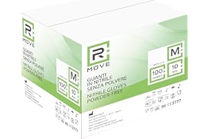 R MOVE RMOVE 1000 guanti in Nitrile Bianchi M senza polvere, senza lattice, ipoallergenici, 10 box da 100 guanti monouso per Estetisti, Tatuatori, Ambiti Medici