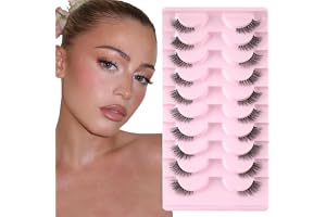 Sixstarhair Halv naturliga lösögonfransar, klart band, 10 par lösögonfransar, Cateye Wispy, konstgjorda ögonfransar, 3D kattö
