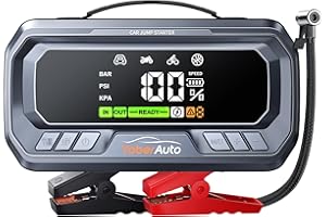 YaberAuto 10-in-1 Booster Batterie Voiture 7000A, PD 65W, Compresseur 160PSI, 26800mAh, 600LM LED, Grand Écran Démarreur Batterie, avec Jump Starter Câble Rallongé pour(Tous Gaz ou 12L Diesel)