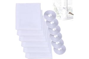 LEMOTOY 6 Pcs Mosquitera para Ventana, Mosquitera Autoadhesiva Ajustable, Malla Contra Insectos Mosquitera con 4 Rollos de Cinta Autoadhesiva Malla para Insectos 130 x 150cm (Blanco)
