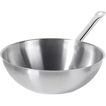 Poêle Wok 30 Cm Inox Avec Couvercle - Compatible Induction, Gaz Et Électrique, Argent