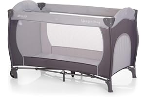 hauck Lit Parapluie Sleep N Play Go Plus 120 x 60 cm - Pour Nouveau-Né Jusqu'à 15 kg - Avec Roulettes et Accès Latéral, Sac de Transport - Stone