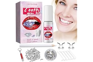 FCXQG Zahnschmuck Set Mit Kleber - Tooth Gem Kit Für Zähne Mit Weiße Strasssteine Und Pferdeaugen-Diamanten - Zahnstein Schmuck Zahn Steinchen