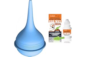 LUGGUARDS Bulb Ear Syringe (60ML) with LIQUIPLUG Dual Action Ear Wax Removal Drops 12ML