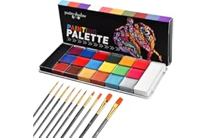 Cozlly Gesichtsfarbe Kinderschminke Set, 20 Farben Gesicht Body Painting Öl Farben, Körperfarben Fasching Waschbar, Schminkfarben Professionelle mit 10 Bürste für Halloween Fasching Karneval