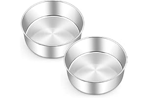 Joyfair Juego de 2 moldes redondos de acero inoxidable de 24 cm, 7 cm de alto, molde para tartas de cumpleaños/boda/Navidad, saludable y no tóxico, apto para lavavajillas