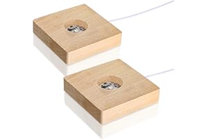 ZEERSHEE Confezione da 2 luci a LED multicolore con base in legno quadrato per acrilico 3D cristallo resina arte