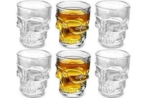 offershop Set 6 Bicchieri Bicchierini Vetro Teschio Cranio Whisky Vodka Liquore Rum Cocktail Grappa Birra Vino Bevande Analcoliche Chupitos Shot Cicchetto