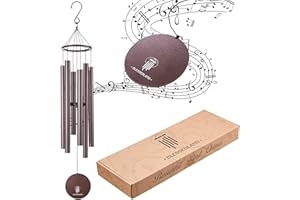 BLESSEDLAND Campanelli a vento grandi e profondi, 104 cm, 6 tubi in alluminio, decorazione per esterni, per giardino, cortile, patio e casa (vena di rame)