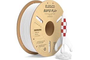 ELEGOO Filament PLA Plus Rapide 1.75mm Blanc 1kg, Filament PLA+ pour Imprimante 3D pour Impression Haute Vitesse 30-600 mm/s, Précision Dimensionnelle +/- 0.02 mm, Bobine Carton 1kg (2.2lbs)