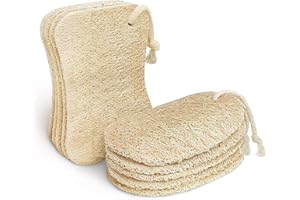 AiYoYo 10 Stück Natur Luffa Schwamm mit Kordel Luffa Schwämme Küche Luffa Schwammwäscher Topfreiniger Waschbare Plastikfreie Biologisch Abbaubar Reinigung Schwamm für Küche(Hell Farbe)