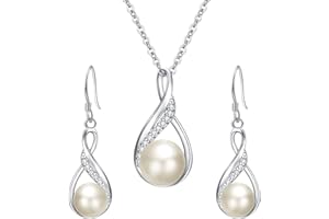 Clearine Parure de bijoux pour femme en argent sterling 925 avec pendentif en forme de spirale et boucles d'oreilles en argent sterling 925 Crème