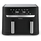 Moulinex - Easy Fry Dual air fryer - 7 programmes - 8,3L - Noir | Friteuse sans huile double tiroir pour 8 personnes - 7 prog