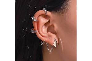 Wendalern Silver Dragon Claw Ear Cuff - Punk Non-Pierced Ear Climber Clip Earring - Personality Hanging Wrap Jewelry for Women and Men