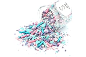 ‎SUPER STREUSEL Super Streusel Unicorn Party Sugar Sprinkles for Cakes, Biscuits, Cake and Much More, All Ingredients from the EU, Streuselmix from Hamburg Known on TV & Print, No AZO Dyes (90 g)