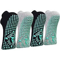 HYCLES Yogasokken antislipsokken voor dames, 4 paar, yoga, pilates, barre, dans, ballet, trampoline, ziekenhuis, maat 35-43, 35-40 EU