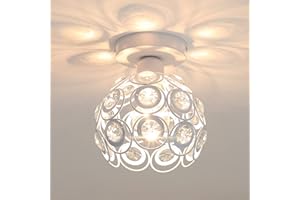 SENQIU Plafonnier en Cristal Blanc Moderne, Mini Lustre en Cristal Semi-encastré E27 Convient à L'éclairage Intérieur, Salon, Porche, Couloir